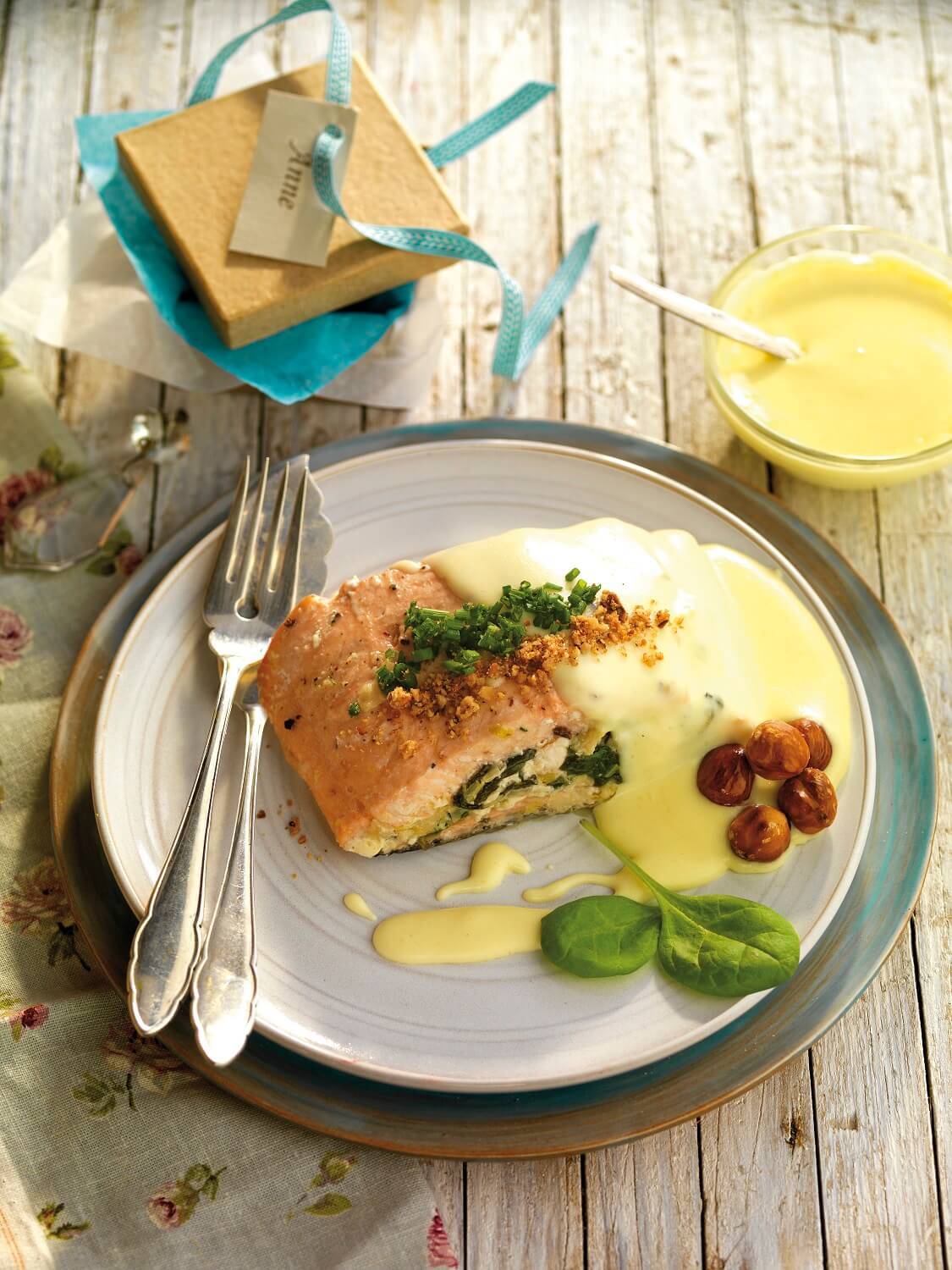cena romantica en casa salmon relleno con camembert
