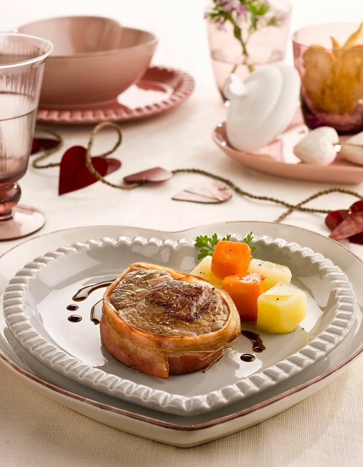 cena romantica en casa tournedo con bacon