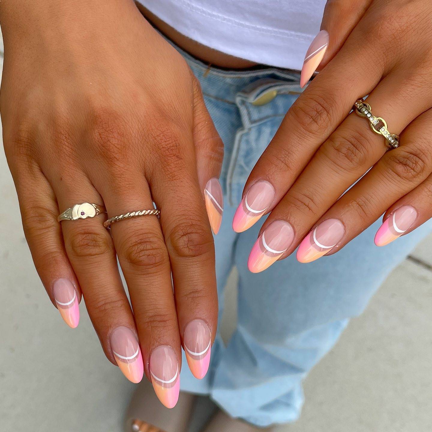 manicura francesa en bicolor