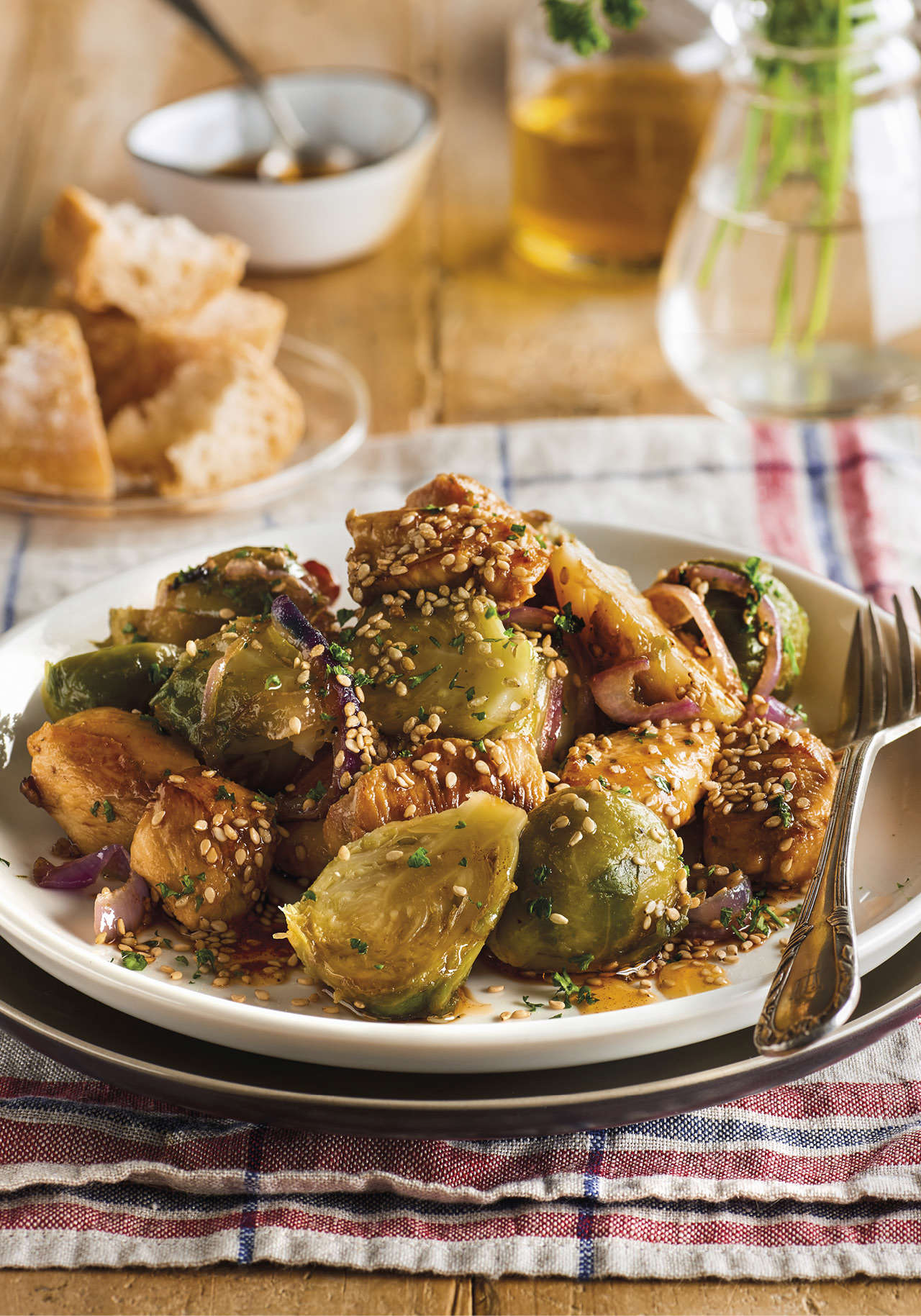 recetas con pechuga de pollo coles de bruselas