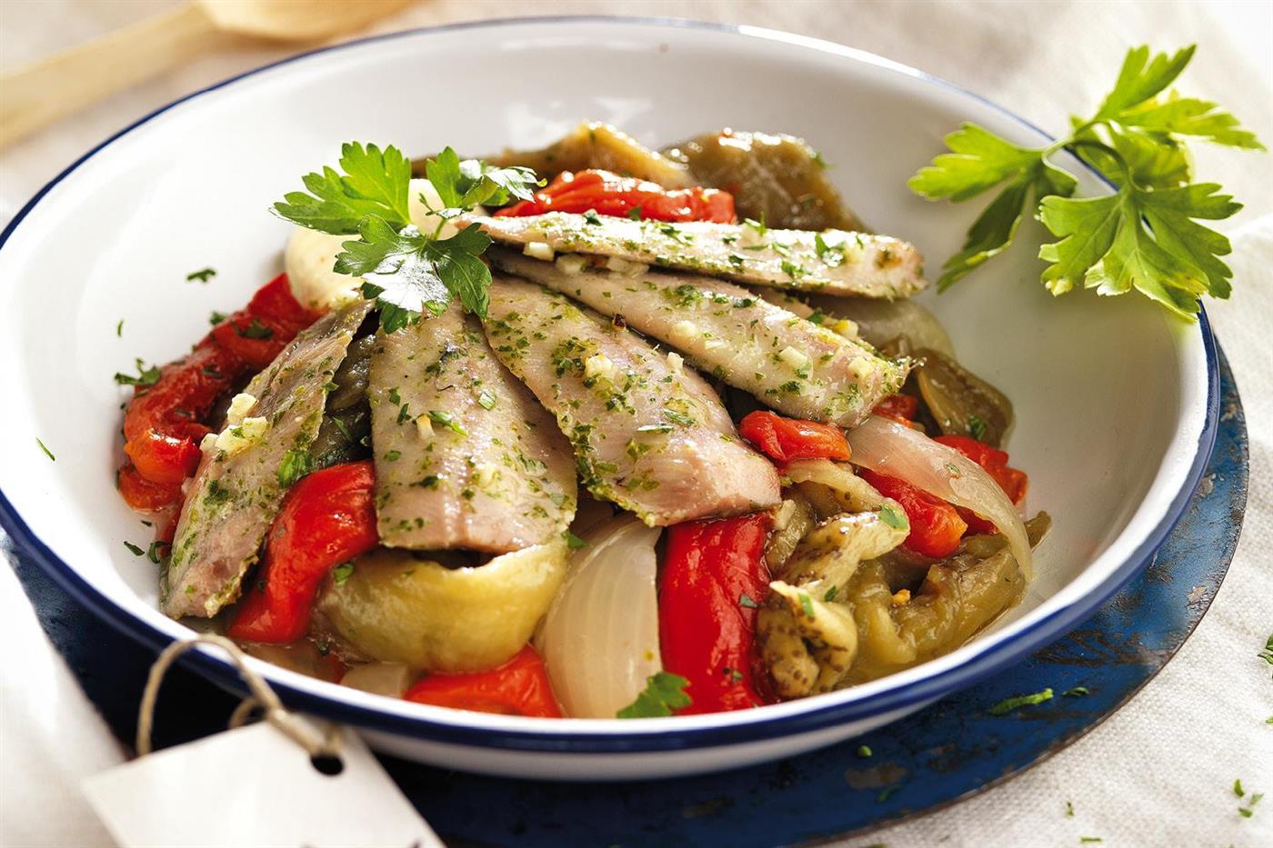 recetas vientre plano escalivada sardinas